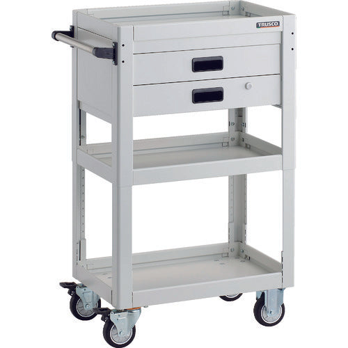 TRUSCO 툴 왜건 돌고래 높이 조절식 600X400 2단 인출 화이트 우레탄 바퀴 DLWS-A963XU-W 1대