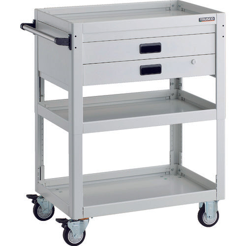 TRUSCO Tool Wagon Dolphin Height Adjustable 750 x 500 2 Drawers White Urethane Wheels DLWS-A973XU-W 1 Unit