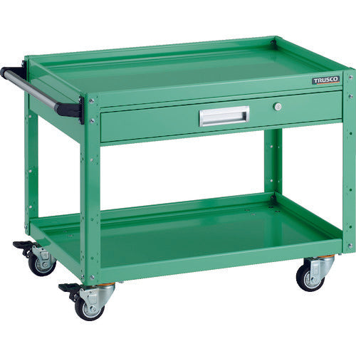 TRUSCO Tool Wagon Eagle Wagon 750 x 500 with 2 drawers, 4 urethane wheels, Young Green EGW-672V2UJ-YG 1 unit