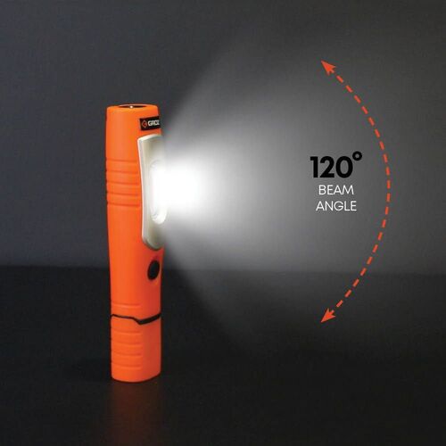 ＧＲＯＺ　充電式ＬＥＤハンドライト　３６０度回転　オレンジ　４００Ｌｍ　LED/360　1 個