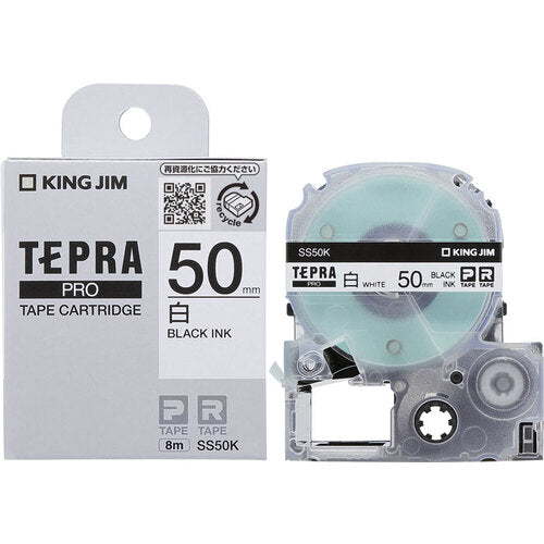 KING JIM [Genuine] "Tepra" PRO tape 50mm white label/black text 8m length SS50K 1 piece