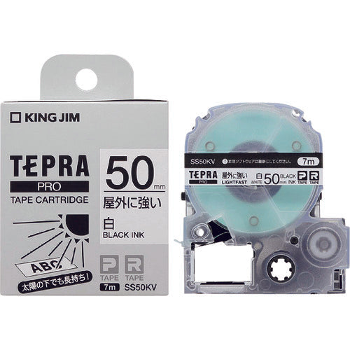 ＫＩＮＧ　ＪＩＭ　【純正】「テプラ」ＰＲＯテープ　５０ｍｍ　屋外に強いラベル／白ラベル／黒文字　長さ７ｍ　SS50KV　1 個