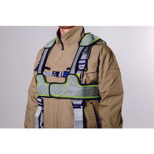 Three Like Full Harness Compatible Ventilated Reflective Vest SPIDER300/Fluorescent Yellow x Glass Beads FH-VL-FYSV 1 Unit