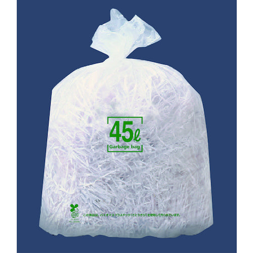 サニパック　容量表記入り白半透明ゴミ袋（バイオマス配合）４５Ｌ１０枚　０．０２ｍｍ　HT4V　1 袋