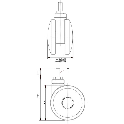 ＴＲＵＳＣＯ　ねじ込み双輪キャスター　エラストマ−車輪　自在　Φ７５　Ｍ１２　TDGG75-M12　1 個