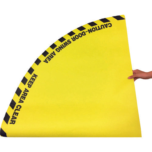 세이프란 도어용 노면 표지 스티커 반경 900mm의 4분의 1원 부채꼴 황색 14327 1장