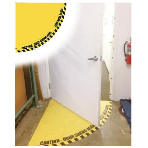 세이프란 도어용 노면 표지 스티커 반경 1200mm의 4분의 1원 부채꼴 황색 14328 1장