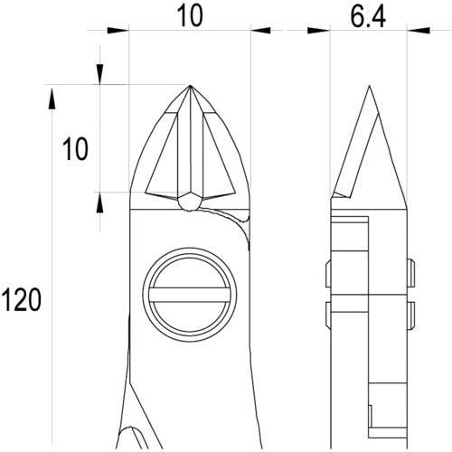 idealtek ESD precision nippers, tungsten oval, flush blade, 125mm, ES141TX-CR-BGO-IT, 1 piece
