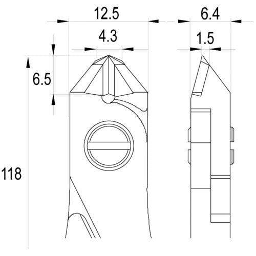 Idealtek ESD Precision Nippers, Tungsten Tapered, Large, Flush Blade, 118mm, ES351PTTX-CR-BGO-IT, 1 Piece