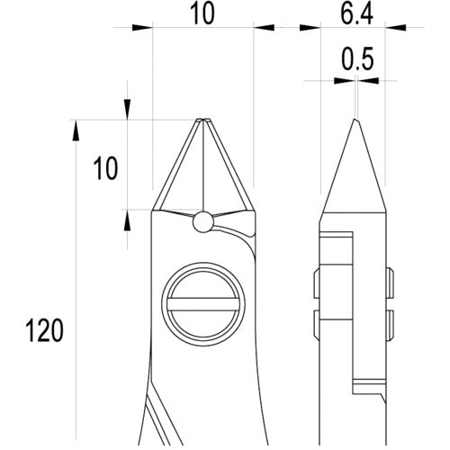 ｉｄｅａｌｔｅｋ　ＥＳＤ精密ニッパ　先細形　セミフラッシュ刃　１２０ｍｍ　ES5340-CR-BG-IT　1 丁