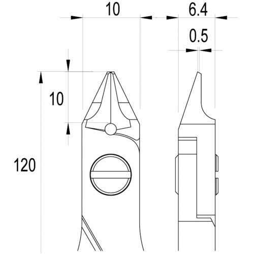 idealtek ESD precision nippers, tapered relief type, full flush blade, 120 mm, ES5542-CR-BG-IT, 1 piece