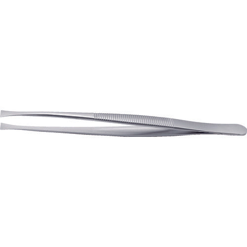 Idealtek Acid-Resistant, Anti-Magnetic Stainless Steel Tweezers, 120mm, Flat-tip Type, with Serrated Handle, 35A-SA-1-IT, 1 Piece