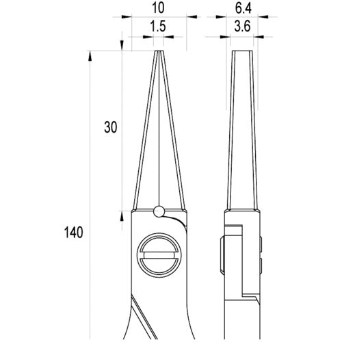 ｉｄｅａｌｔｅｋ　ＥＳＤ精密プライヤー　直爪・平　ロング　１４０ｍｍ　ES6013-CR-BG-IT　1 丁