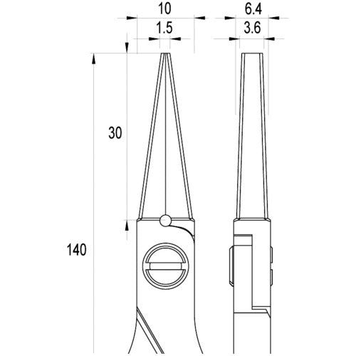 ｉｄｅａｌｔｅｋ　ＥＳＤ精密プライヤー　直爪・平　ロング　１４０ｍｍ　ギザ付　ES6014-CR-BG-IT　1 丁