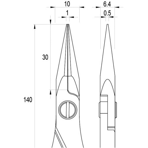 ｉｄｅａｌｔｅｋ　ＥＳＤ精密プライヤー　半丸　ロング　１４０ｍｍ　ES6023-CR-BG-IT　1 丁