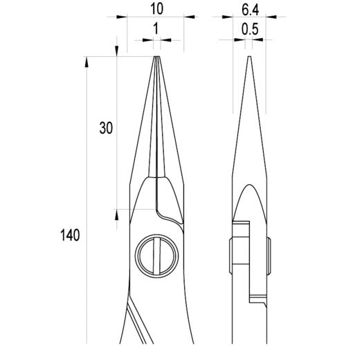 ｉｄｅａｌｔｅｋ　ＥＳＤ精密プライヤー　半丸　ロング　１４０ｍｍ　ギザ付　ES6024-CR-BG-IT　1 丁