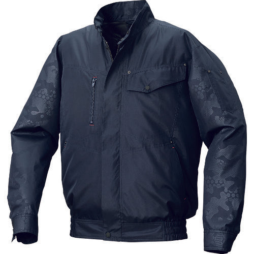 空調服　ポリエステル製エンボスプリント空調服［［Ｒ上］］ウェアのみネイビー×ネイビーエンボス４Ｌ　KU92000-C03-S6　1 着