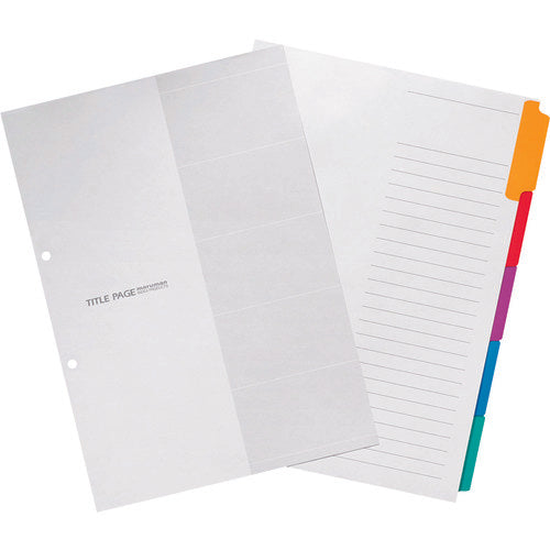 Maruman A4 Laminated Tab Header 2 Holes 5 Columns 10 Sets LT4205F 1 Set