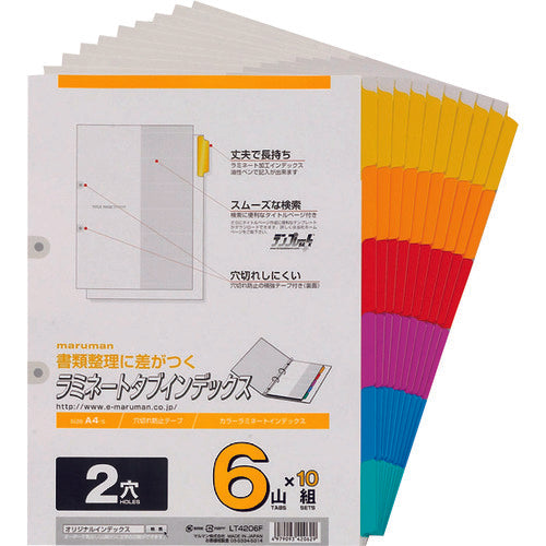 マルマン　Ａ４　ラミタブ見出し　２穴　６山１０組　LT4206F　1 組