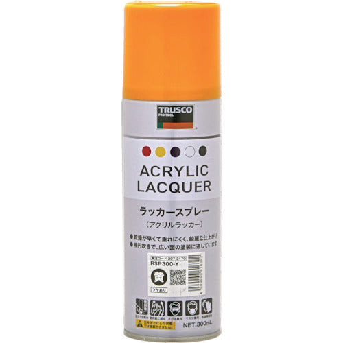 ＴＲＵＳＣＯ　高耐久アクリルラッカースプレー　黄　３００ｍｌ　RSP300-Y　1 本