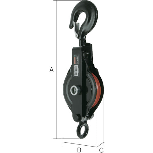 TRUSCCO 강력형 풀리 2차 스너치 훅형 75mm TSB0752 1개