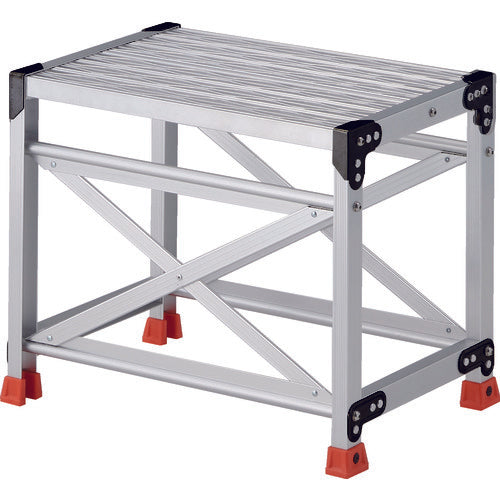 ＴＲＵＳＣＯ　作業用踏台　アルミ製・グレーチング仕様　ＳＵＳ金具　１段　高さ０．５ｍ　天板５００×４００　TSFGR-165　1 台