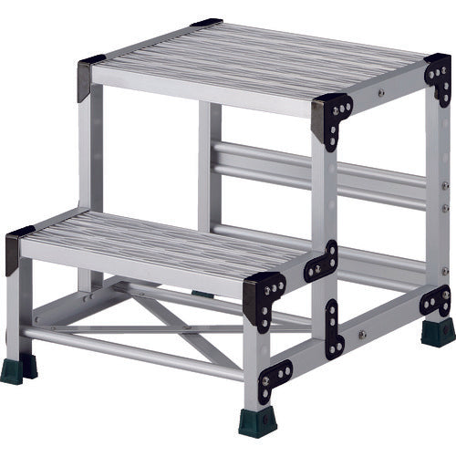 ＴＲＵＳＣＯ　作業用踏台　アルミ製・グレーチング仕様　ＳＵＳ金具　２段　高さ０．５ｍ　天板５００×４００　TSFGR-255　1 台