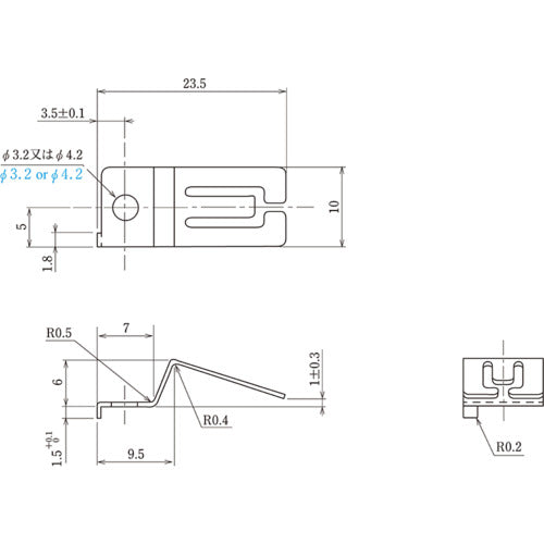 ＴＲＵＳＣＯ　トランジスタクリップ１０ｍｍ幅　取付穴径φ３．２（１０個入り）　T9052H-3.2　1 PK