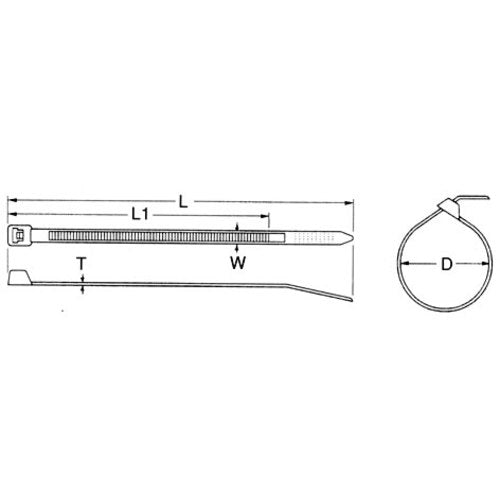 ＴＲＵＳＣＯ　結束バンド　幅２．５ｍｍＸ１００ｍｍ　１００本入り　T-DK100　1 袋