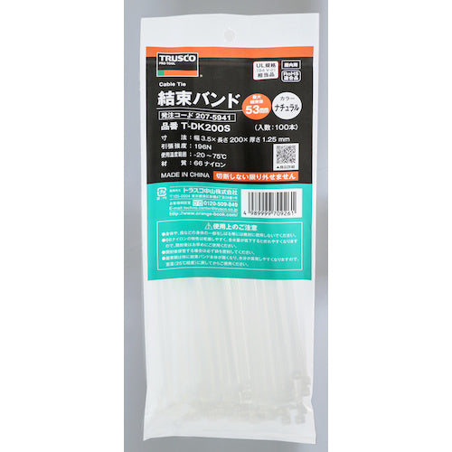 ＴＲＵＳＣＯ　結束バンド　幅３．５ｍｍＸ２００ｍｍ　１００本入り　T-DK200S　1 袋