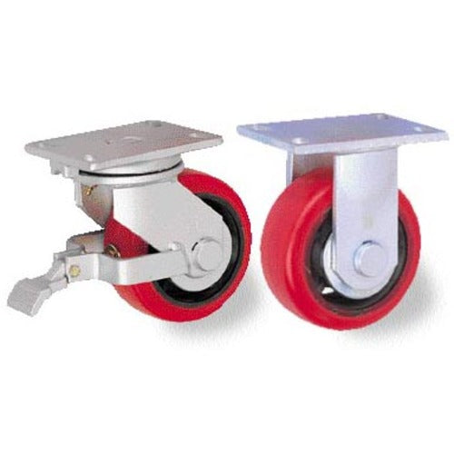 TRUSCO 중고 하중용 캐스터 자재 SP부착 200MM 내습 우레탄 바퀴 700KGF HR/HM200700PCI-TG-WB 1개