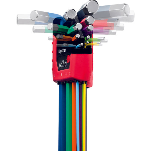 Wiha Ergostar fluorescent BP hex wrench set, 9 pieces, 369E9F, 1 piece