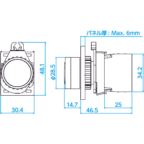 ＴＲＵＳＣＯ　押しボタンスイッチ　Φ２５　１ａ−１ｂ　青　25P-1A1BM-B　1 個