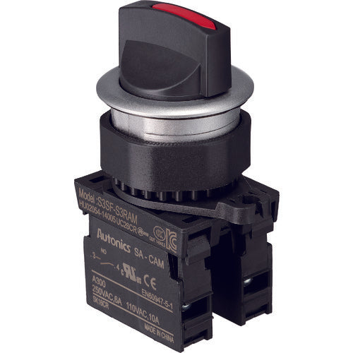 ＴＲＵＳＣＯ　【売切廃番】セレクタスイッチ　Φ３０　９０°２ノッチ　１ａ　赤　30S-902-1A-R　1 個