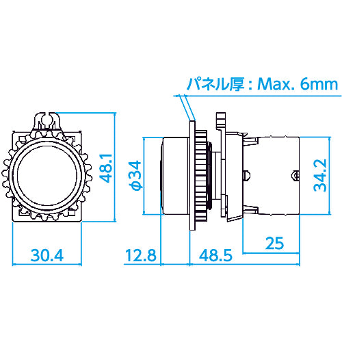 ＴＲＵＳＣＯ　【売切廃番】押しボタンスイッチΦ３０　１ａ−１ｂ　黒　30P-1A1BM-BK　1 個