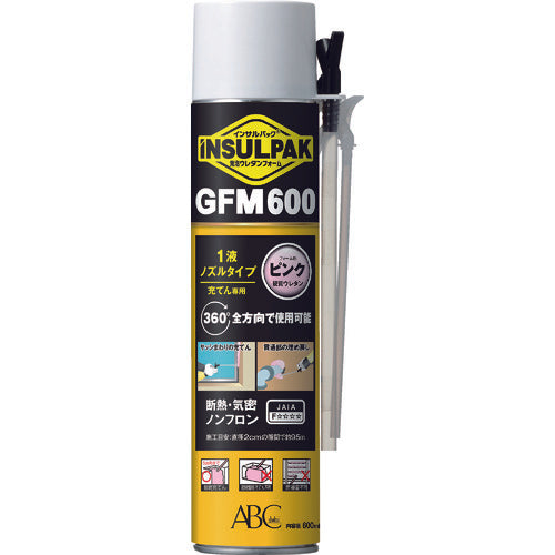 ＡＢＣ　簡易型発泡ウレタンフォーム　１液ノズルタイプ　インサルパック　ＧＦＭ６００　６００ｍｌ　フォーム色：ピンク　GFM600P　1 本
