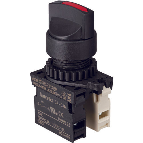 TRUSCO Selector Switch Φ25 90° 2 Notches 1a-1b Red 25S-902-1A1B-R 1 pc