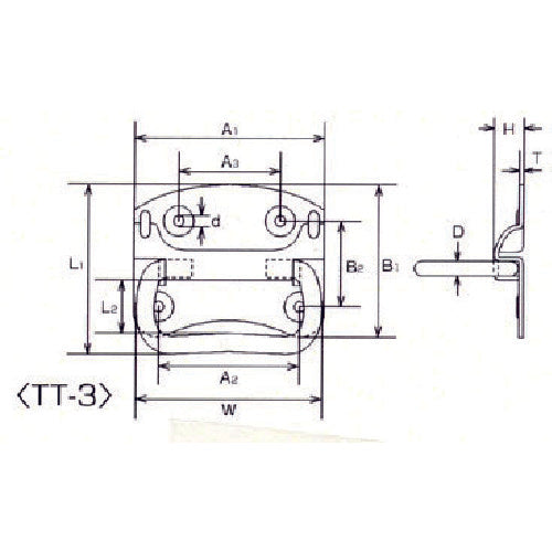 ＴＲＵＳＣＯ　トランク取手　ステンレス製　幅９２Ｘ高さ８２　（１個＝１袋）　TTT-3　1 個