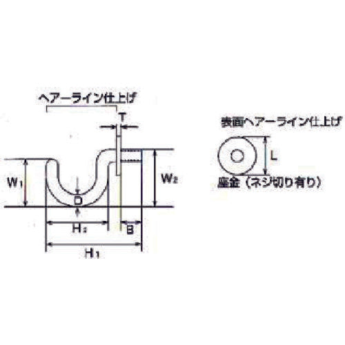 ＴＲＵＳＣＯ　ステンレス　プチフックＲ型　線径６ｍｍ　フック長さ３１ｍｍ　THR-6　1 個