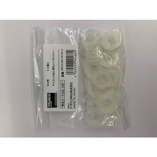 ＴＲＵＳＣＯ　ナイロン　小ねじ用セットワッシャー　Ｍ３用　５０個入　BPA6-SW2.8X8X0.5　1 袋