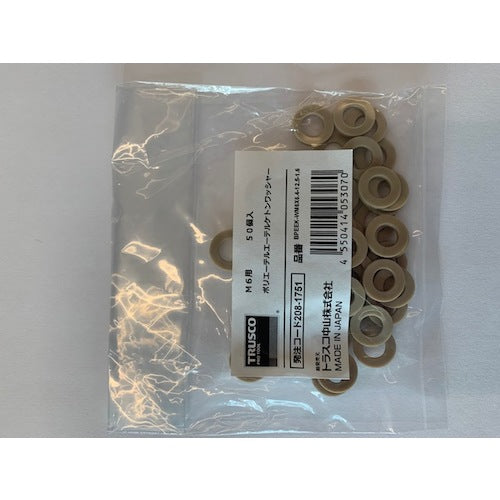 ＴＲＵＳＣＯ　ポリエーテルエーテルケトン（ＰＥＥＫ）　ワッシャー　Ｍ６用　５０個入　BPEEK-WM6-6.4-12.5-1.6　1 袋