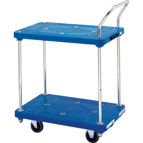 ダンディ　プラスチック台車　ダンディＰシリーズ　タイプＰＬ　２段テーブル片ハンドル式　サイレントキャスター仕様　Ｗ７２０×Ｄ４６５　PL-BT2-GS　1 台