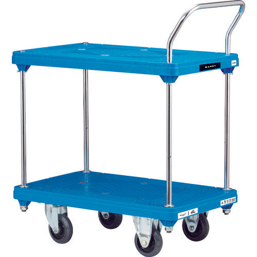 ダンディ　プラスチック台車　ダンディＰシリーズ　タイプＰＨ　２段テーブル片ハンドル式　サイレントキャスター仕様　Ｗ８０５×Ｄ５１０　PH-BT2-GS　1 台