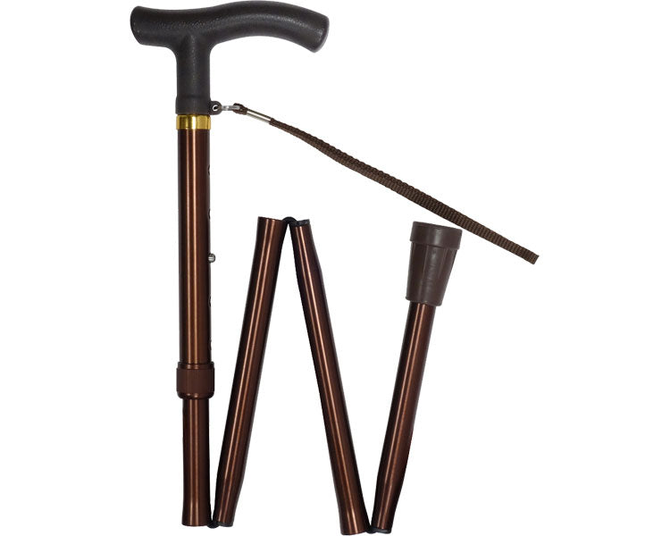 Lightweight aluminum walking stick with small folding grip / MK59-1 Brown 1 piece