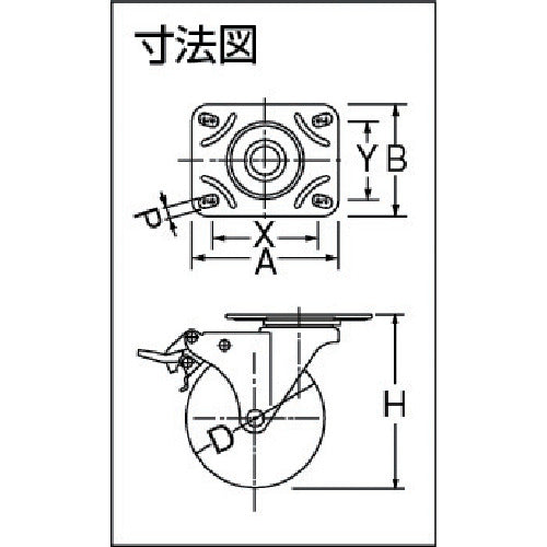 ハンマー　Ｍシリーズ　自在　ＳＰ付　ゴム車　１２５ｍｍ　トータルロック　415M-RB125　1 個