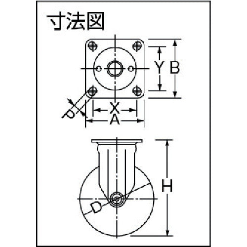 ハンマー　静音固定式ゴム車輪（ナイロンホイール・ラジアルボールベアリング）１００ｍｍ　420SRP-FR100　1 個