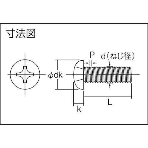 ＴＲＵＳＣＯ　ナベ頭小ねじ　ステンレス　全ネジ　Ｍ３×５０　４５本入　B05-0350　1 PK