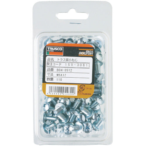 ＴＲＵＳＣＯ　トラス頭小ねじ　ユニクロ　全ネジ　Ｍ４×５　１４０本入　B04-0405　1 PK