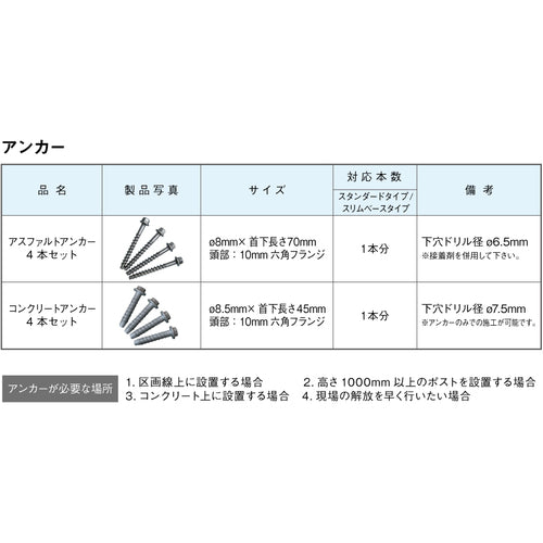 グリーンクロス　アスファルト用アンカー　４本１セット　6300004072　1 Ｓ