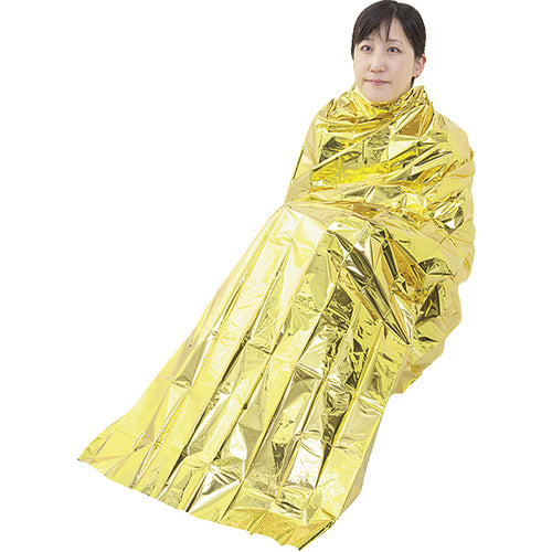 緑十字　防災用品　４層！防寒・防風金銀アルミシート　２１３０×１３７０ｍｍ　アルミ蒸着ポリエステル　380395　1 枚